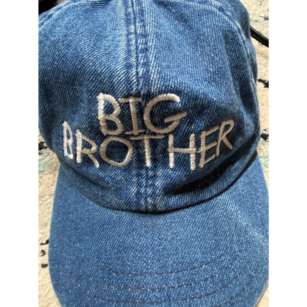 Nissin Cap Big Brother Blue Denim Embroidered Kids Baseball Hat Vintage Style - Picture 2 of 6